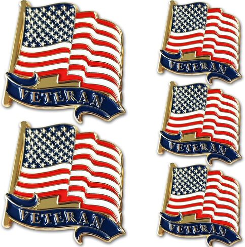 Arturbo for Veteran Pin American Flag Lapel Pins USA Badge Star Flag Waving Lapel Pins United States US Enamel Pin for Men Women Boys Hat Suit Backpack Jacket Veterans Day Independence Day Accessaries in Kuwait