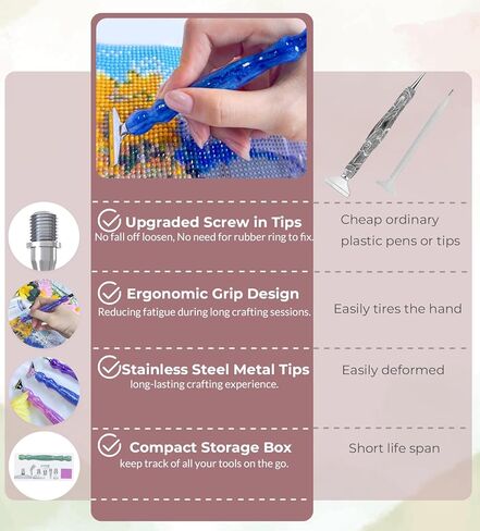 Hailivike 17pcs المسمار في أقلام فن الماس ، 5 د درب التبانة قلم الماس ، أدوات فن الراحة الماس مع نصائح القلم 6pcs in Kuwait