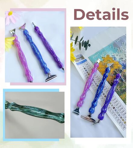 Hailivike 17pcs المسمار في أقلام فن الماس ، 5 د درب التبانة قلم الماس ، أدوات فن الراحة الماس مع نصائح القلم 6pcs in Kuwait