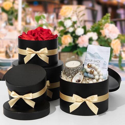 GnFlus Gift Boxes with Lids for Presents Set of 4 for Arrangements Flowers Wedding Birthday Valentines Bridesmaid Christmas Party Red in Saudi Arabia