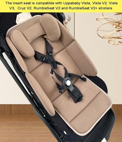 مقعد وسادة مبطن متوافق مع عربات الأطفال Uppababy Vista V2 وCruz، مع وسادة دعم الرأس ودعم إسفين، قماش صديق للبشرة (رمادي داكن) in Kuwait