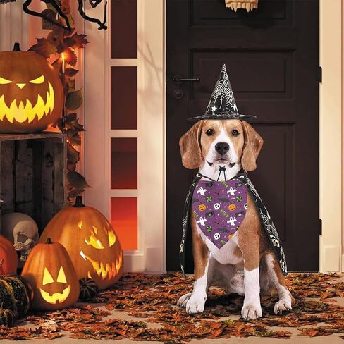 Pink Halloween Dog Bandana - Ghosts Boo Puppy Scarf Dog Outfits - 2 Pcs Adjustable Triangle Reversible Pet Bandanas for Small Medium Large Dogs in Saudi Arabia