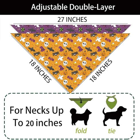 Pink Halloween Dog Bandana - Ghosts Boo Puppy Scarf Dog Outfits - 2 Pcs Adjustable Triangle Reversible Pet Bandanas for Small Medium Large Dogs in Saudi Arabia
