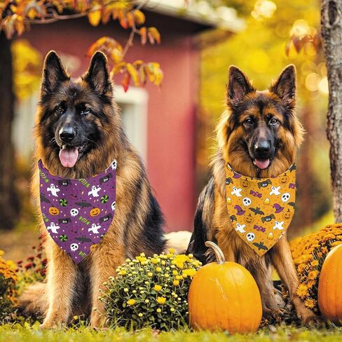 Pink Halloween Dog Bandana - Ghosts Boo Puppy Scarf Dog Outfits - 2 Pcs Adjustable Triangle Reversible Pet Bandanas for Small Medium Large Dogs in Saudi Arabia