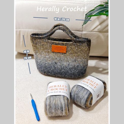 حقيبة كروشيه كوشيت ديي للمبتدئين - قم بتضمين الغزل والخطاف والملحق - مع دروس فيديو خطوة بخطوة - كيس بيكوتين كروشيه بني in Kuwait