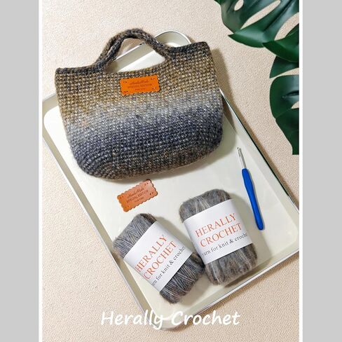 حقيبة كروشيه كوشيت ديي للمبتدئين - قم بتضمين الغزل والخطاف والملحق - مع دروس فيديو خطوة بخطوة - كيس بيكوتين كروشيه بني in Kuwait