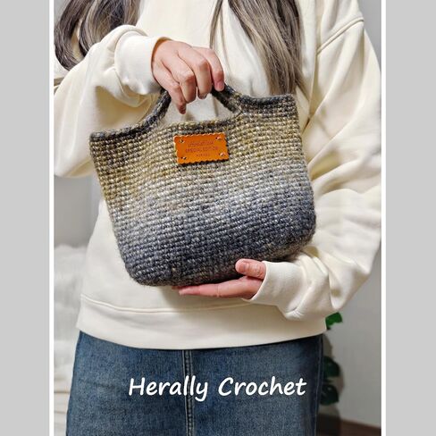 حقيبة كروشيه كوشيت ديي للمبتدئين - قم بتضمين الغزل والخطاف والملحق - مع دروس فيديو خطوة بخطوة - كيس بيكوتين كروشيه بني in Kuwait