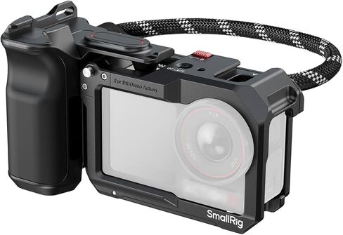 SmallRig Handle Grip Kit for DJI Osmo Action 5 Pro / 4/3 with Cage, Street Photography Grip for DJI, Quick Release, Shutter Button, Cold Shoe, Wrist Strap, 1/4 Threaded Hole for Tripod Selfie Stick in Saudi Arabia