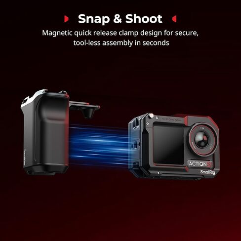 SmallRig Handle Grip Kit for DJI Osmo Action 5 Pro / 4/3 with Cage, Street Photography Grip for DJI, Quick Release, Shutter Button, Cold Shoe, Wrist Strap, 1/4 Threaded Hole for Tripod Selfie Stick in Saudi Arabia