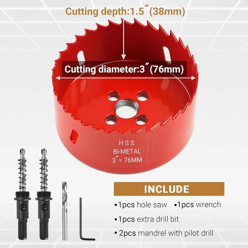 4 Inch Hole Saw, 102mm M42 HSS Bi-Metal Hole Cutter, with Extra Triangular Shank and Spring Pilot Drill Bit for Wood, Plastic Board, Ceiling, Drywall, and Thin Metal Sheet in Saudi Arabia