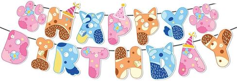 Blue Dog Birthday Decoration Set, Cartoon Animal Happy Birthday Banner, Party Supplies with Banner, Hanging Swirl, Honeycomb in Saudi Arabia