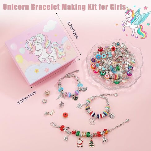 Emibele Girls Charm Beads Bracelet Making Kit with Portable Jewelry Box, Jewelry Making Kit for Kids Age 5 6 7 8-12, DIY Arts Crafts Toys for Teens Girls Gift Choices on Birthday Valentines Christmas in Saudi Arabia