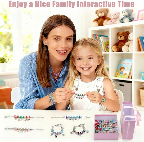 Emibele Girls Charm Beads Bracelet Making Kit with Portable Jewelry Box, Jewelry Making Kit for Kids Age 5 6 7 8-12, DIY Arts Crafts Toys for Teens Girls Gift Choices on Birthday Valentines Christmas in Saudi Arabia