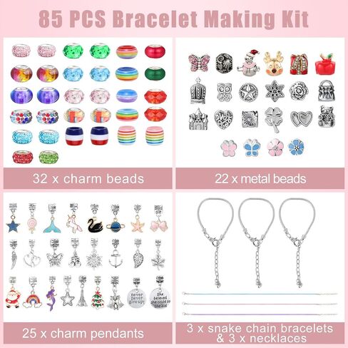 Emibele Girls Charm Beads Bracelet Making Kit with Portable Jewelry Box, Jewelry Making Kit for Kids Age 5 6 7 8-12, DIY Arts Crafts Toys for Teens Girls Gift Choices on Birthday Valentines Christmas in Saudi Arabia