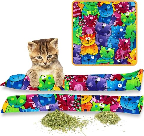 Kitty Kick Stix 15 "لعبة Catnip Kicker الأصلية (مجموعة من 2) ، مصنوعة يدويًا في الولايات المتحدة الأمريكية من قبل عشاق القط ، لعبة Cat Natural Cat & Kitten ، مليئة بنسبة 100 ٪ من القطط القوية لجميع السلالات (القطط السعيدة) in Kuwait