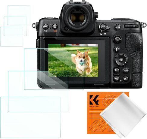 واقي شاشة مكون من 3 قطع من K&F Concept لكاميرا Nikon Z50 II/Z5/ZF/Z6 III/Z6/Z7/Z6 II/Z7 II وغطاء الحذاء الساخن، واقي شاشة من الزجاج المقوى فائق الوضوح + واقي شاشة علوي، مضاد للخدش وخالي من الفقاعات ومقاوم للغاية in Saudi Arabia