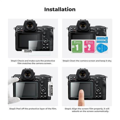 واقي شاشة مكون من 3 قطع من K&F Concept لكاميرا Nikon Z50 II/Z5/ZF/Z6 III/Z6/Z7/Z6 II/Z7 II وغطاء الحذاء الساخن، واقي شاشة من الزجاج المقوى فائق الوضوح + واقي شاشة علوي، مضاد للخدش وخالي من الفقاعات ومقاوم للغاية in Saudi Arabia