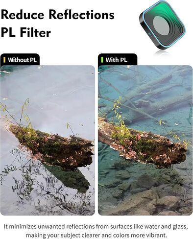 فلتر عدسة مستقطب دائري CPL متوافق مع GoPro Hero 13/12/11/10/9 أسود، زجاج بصري عالي الدقة متعدد الطبقات، يقلل من الوهج والانعكاسات، ويعزز الألوان، وملحقات كاميرا الحركة in Kuwait