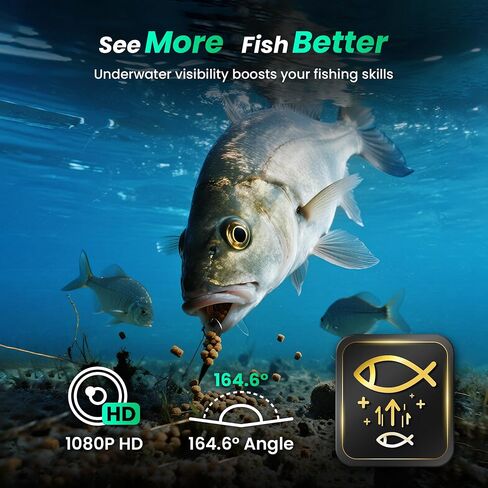 طقم كاميرا الصيد تحت الماء Chasing Canfish CF1، جهاز كشف الأسماك المحمول بدقة 1080 بكسل عالي الدقة، تطبيق التحكم عن بعد للمراقبة في الوقت الحقيقي، كاميرا صيد (فضي) in Kuwait