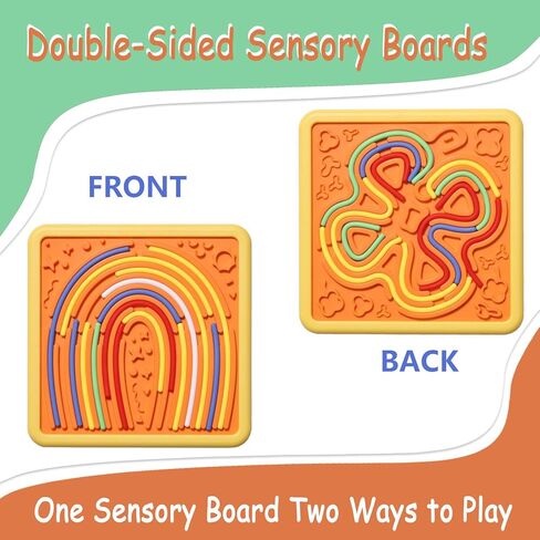 لوحة النشاط الحسي للأطفال والأطفال الصغار: الألعاب الحسية على الوجهين للإجهاد والقلق و ADHD و Autism | ألعاب Silicone Fidget Toys Travel Airplane Essentials للفتيات الفتيات الذين تتراوح أعمارهم بين 3+ (2pcs) in Kuwait