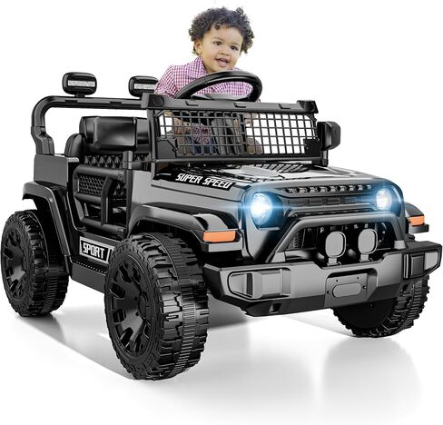 12V Ride on Truck Car with Parent Remote Control, Electric Toys with Spring Suspension, LED Lights & Music Player - Safe Toddler Battery Car for Kids, Easy to Assemble, Pink in Kuwait