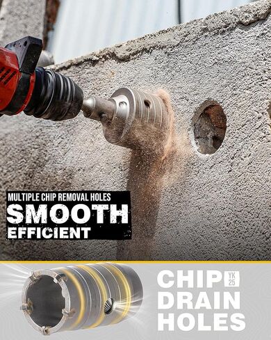 طقم منشار ثقب خرساني 13 قطعة، 30/40/50/65/80/100/110 مم طقم منشار ثقب البناء من كربيد التنجستن مع لقمة SDS Plus 300/110 مم، مجموعات لقمة مثقاب SDS Max 300 مم للخرسانة والطوب وحفر الجدار in Kuwait