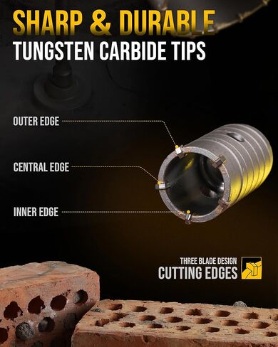 طقم منشار ثقب خرساني 13 قطعة، 30/40/50/65/80/100/110 مم طقم منشار ثقب البناء من كربيد التنجستن مع لقمة SDS Plus 300/110 مم، مجموعات لقمة مثقاب SDS Max 300 مم للخرسانة والطوب وحفر الجدار in Kuwait