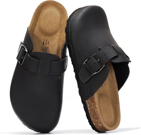 Project Cloud Genuine Leather Footbed Clogs for Women - Memory Foam Arch Support Slippers for Women - Trendy Slip-ons Women's Mules & Clogs Sandals (Benton, NATWOOL, 8.5) in Saudi Arabia