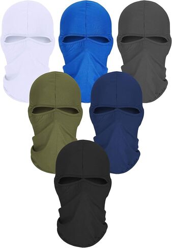 6 Pcs Face Balaclava Cover Winter Windproof Face Mask Full Face Cover Polyester Ice Silk Uv Protection for Outdoor Sports(Coffee, Dark Grey, Army Green, Royal Blue, Light Grey, Sky Blue, Ice Silk) in Saudi Arabia