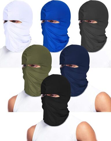 6 Pcs Face Balaclava Cover Winter Windproof Face Mask Full Face Cover Polyester Ice Silk Uv Protection for Outdoor Sports(Coffee, Dark Grey, Army Green, Royal Blue, Light Grey, Sky Blue, Ice Silk) in Saudi Arabia