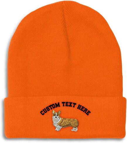 Custom Beanie for Men & Women Pembroke Welsh Corgi Dog B Embroidery Acrylic Skull Cap Hat Black Design Only in Kuwait