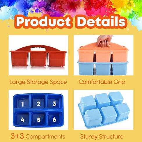 ALINK Plastic Classroom Caddy with 6 Compartments, 6-Pack Teacher Supply Storage Caddy Organizer for Classroom Supply, Office, Table, Desk, Craft Art, Pencil, Crayon, Marker - Assorted Colors in Saudi Arabia
