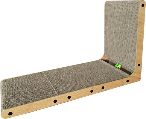L Shape Cat Scratcher,Cardboard Cat Scratching with Ball Toy, Catnip, Wall Mounted Protecting Large Cat Scratcher Pad, Furniture Cat Scratch Pad for Indoor Cats (20 INCN) in Saudi Arabia