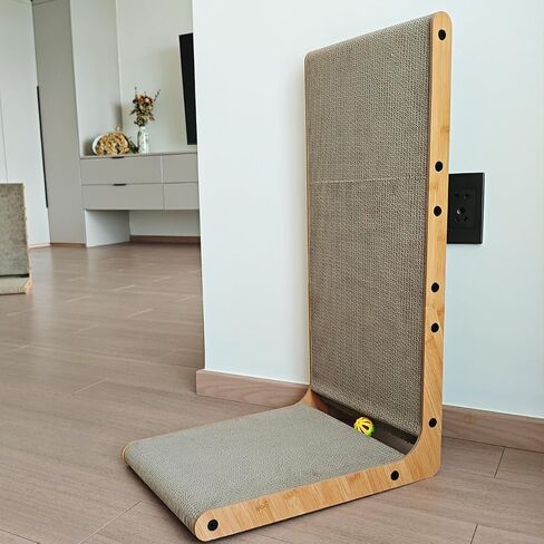 L Shape Cat Scratcher,Cardboard Cat Scratching with Ball Toy, Catnip, Wall Mounted Protecting Large Cat Scratcher Pad, Furniture Cat Scratch Pad for Indoor Cats (20 INCN) in Saudi Arabia