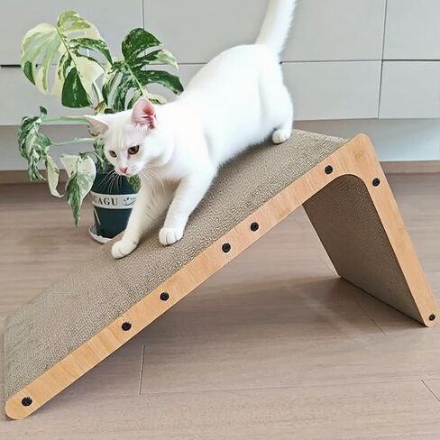 L شكل Cat Scratcher ، Cardboard Cat Scratfer with ball toy ، catnip ، protected hearmate reparting pad cat cat cat pad ، furniture cat scratch for in indoor cats (20 incn) in Kuwait