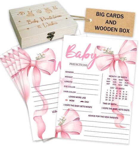 50pcs زرقاء القوس BABY BABY DANED CARDS For Baby Shower Games ، Boy Moving and CARDS BOX للآباء والأمهات الجدد ديكورات استحمام الطفل (الأزرق) in Kuwait