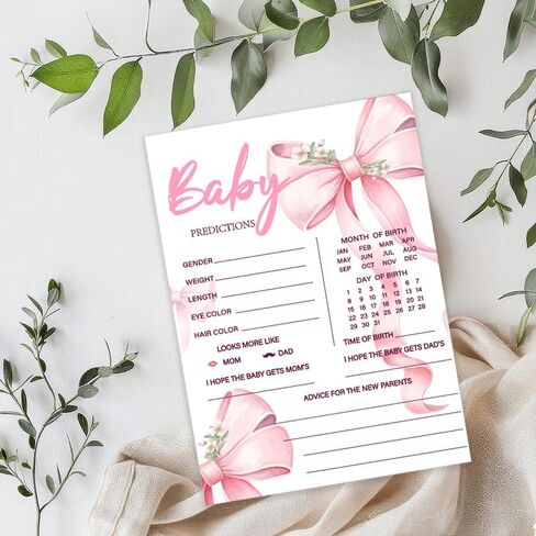50pcs زرقاء القوس BABY BABY DANED CARDS For Baby Shower Games ، Boy Moving and CARDS BOX للآباء والأمهات الجدد ديكورات استحمام الطفل (الأزرق) in Kuwait