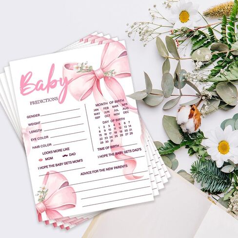 50pcs زرقاء القوس BABY BABY DANED CARDS For Baby Shower Games ، Boy Moving and CARDS BOX للآباء والأمهات الجدد ديكورات استحمام الطفل (الأزرق) in Kuwait