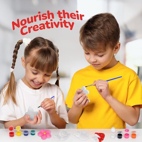 ArtCreativity Insect Plaster Painting Kit for Kids - 6 Garden-Inspired Plaster Figurines, 2 Paint Sets, 2 Brushes, and 6 Circle Magnets for Display - 8 Different Paint Colors - Kids Painting Set in Kuwait