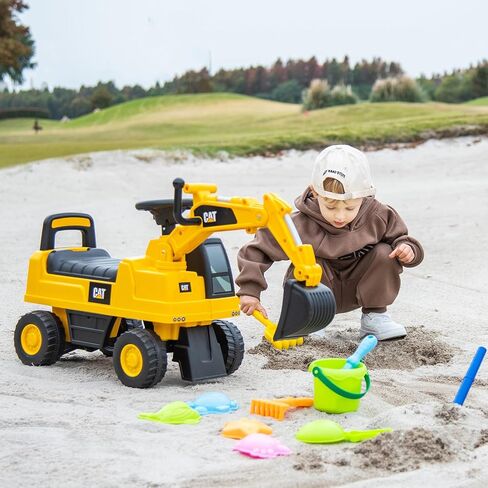 ركوب الأطفال Costzon Kids على الجرار ، 2 في 1 في 1 Caterpillar Ride على سيارة الدفع مع مقطورة قابلة للانفصال ، قرن ، أضواء LED ، أشعل النار والمجرفة ، هدية سيارة انزلاق من القدم إلى الطابق مع عدم وجود قوة ، ركوب على لعبة للأطفال الصغار in Kuwait