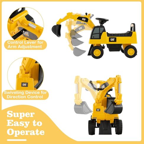 ركوب الأطفال Costzon Kids على الجرار ، 2 في 1 في 1 Caterpillar Ride على سيارة الدفع مع مقطورة قابلة للانفصال ، قرن ، أضواء LED ، أشعل النار والمجرفة ، هدية سيارة انزلاق من القدم إلى الطابق مع عدم وجود قوة ، ركوب على لعبة للأطفال الصغار in Kuwait