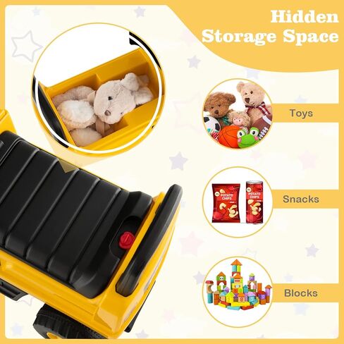 ركوب الأطفال Costzon Kids على الجرار ، 2 في 1 في 1 Caterpillar Ride على سيارة الدفع مع مقطورة قابلة للانفصال ، قرن ، أضواء LED ، أشعل النار والمجرفة ، هدية سيارة انزلاق من القدم إلى الطابق مع عدم وجود قوة ، ركوب على لعبة للأطفال الصغار in Kuwait