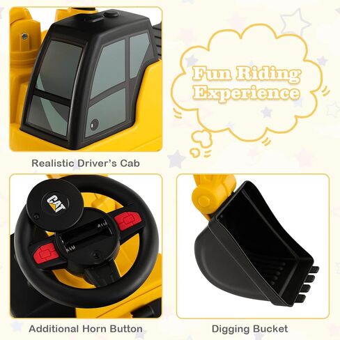 ركوب الأطفال Costzon Kids على الجرار ، 2 في 1 في 1 Caterpillar Ride على سيارة الدفع مع مقطورة قابلة للانفصال ، قرن ، أضواء LED ، أشعل النار والمجرفة ، هدية سيارة انزلاق من القدم إلى الطابق مع عدم وجود قوة ، ركوب على لعبة للأطفال الصغار in Kuwait