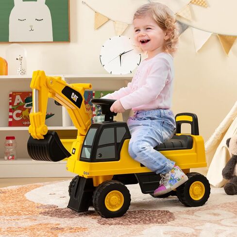 ركوب الأطفال Costzon Kids على الجرار ، 2 في 1 في 1 Caterpillar Ride على سيارة الدفع مع مقطورة قابلة للانفصال ، قرن ، أضواء LED ، أشعل النار والمجرفة ، هدية سيارة انزلاق من القدم إلى الطابق مع عدم وجود قوة ، ركوب على لعبة للأطفال الصغار in Kuwait