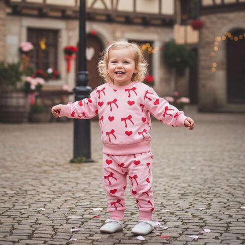 Toddler Baby Girl Christmas Outfit Santa Print Long Sleeve Sweatshirt Pants Set Christmas Baby Fall Winter Clothes in Saudi Arabia
