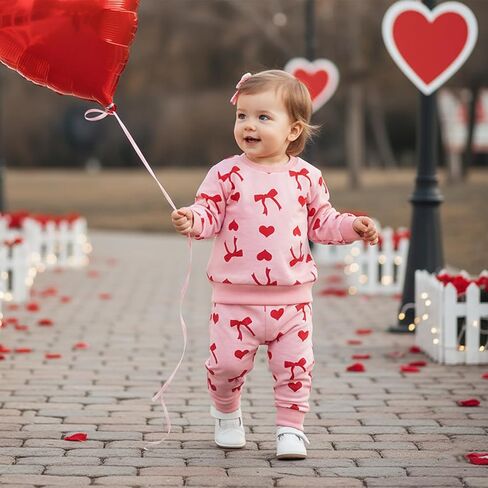 Toddler Baby Girl Christmas Outfit Santa Print Long Sleeve Sweatshirt Pants Set Christmas Baby Fall Winter Clothes in Saudi Arabia
