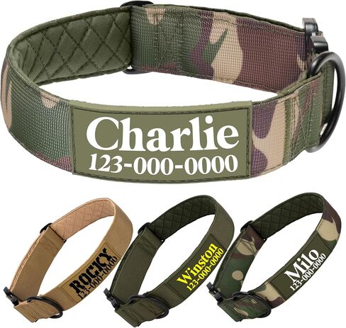 PAWBLEFY Premium Personalized Dog Collar - Heavy Duty Tactical Dog Collar with Name and Phone Number Dog Collars for Large Dogs, Medium Dogs, Strong and Thick Nylon Material for Male and Female Breed in Saudi Arabia