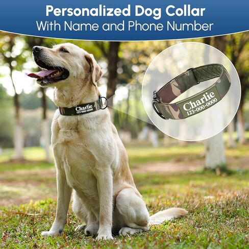 PAWBLEFY Premium Personalized Dog Collar - Heavy Duty Tactical Dog Collar with Name and Phone Number Dog Collars for Large Dogs, Medium Dogs, Strong and Thick Nylon Material for Male and Female Breed in Saudi Arabia