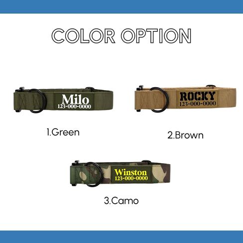 PAWBLEFY Premium Personalized Dog Collar - Heavy Duty Tactical Dog Collar with Name and Phone Number Dog Collars for Large Dogs, Medium Dogs, Strong and Thick Nylon Material for Male and Female Breed in Saudi Arabia