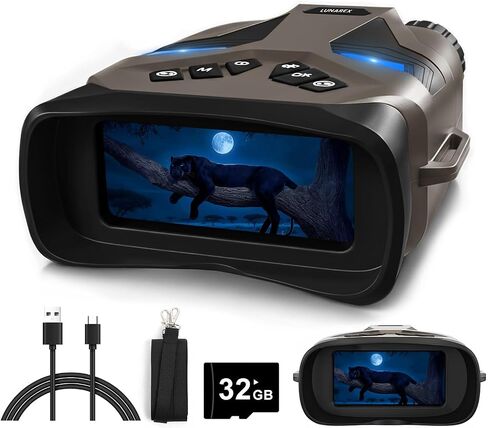 LUNAREX 4K Night Vision Goggles for Adults – Digital Night Vision Binoculars with 8X Zoom, 48MP Camera, 4000mAh Rechargeable Battery, 32GB TF Card, Infrared Night Vision Goggles for Hunting & Outdoor in Kuwait